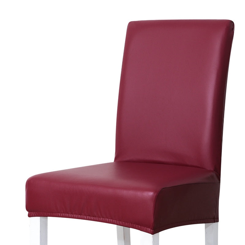 PU Leather Chair Cover Colorful Solid Color Elastic Waterproof Seat Protector Cover Dining Hotel Banquet Seat Cover