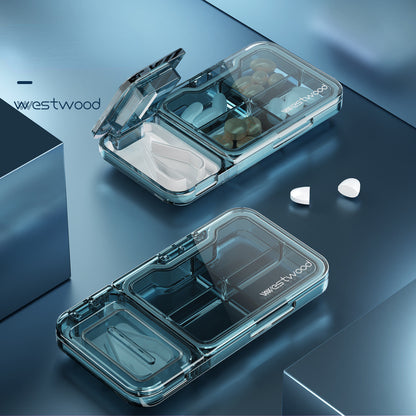 Medicine Pill Compartment Box Portable Pill Box for Three Meals with Cutter Pill Reminder Box Large Capacity Pill Dispenser Pemotong Ubat