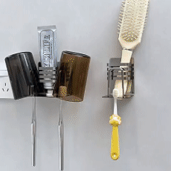 Toothbrush Holder Stainless Steel No Drilling Wall Mounted Bathroom Organizer Hygienic Cup Slots