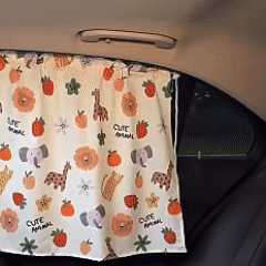 Car Sunshade Curtain Sun Block Privacy Suction Cup Universal Fit Cute Animal Print Polyester Cover