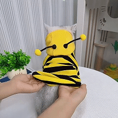 Cute Bee Pet Hoodie Warm Soft Fleece Sweatshirt Small Dogs Cats Winter Halloween Daily Dress Up