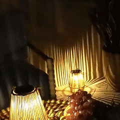 Solar Garden Lantern Handmade Rattan Solar Powered Waterproof Outdoor Decorative Light Courtyard