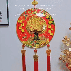 Electric Money Tree Hanging Ornament Velvet Feng Shui Lucky Charm Living Room Office Spring Decor