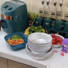 Air Fryer Foil Trays Disposable Non Stick Food Safe 50pcs 6 7 8 9 Inch Aluminum Baking Containers