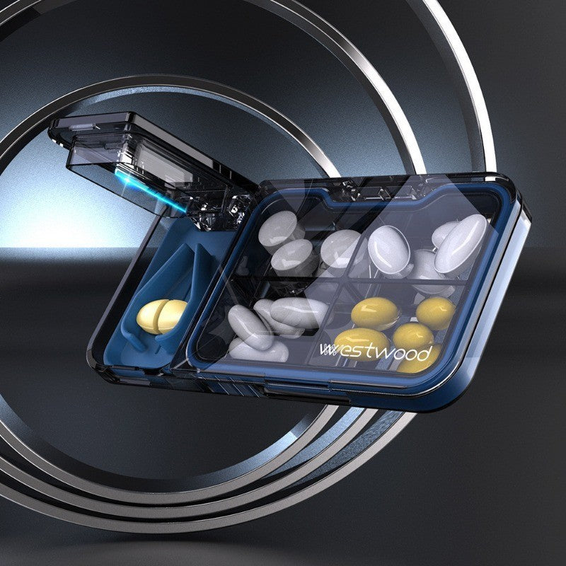Medicine Pill Compartment Box Portable Pill Box for Three Meals with Cutter Pill Reminder Box Large Capacity Pill Dispenser Pemotong Ubat