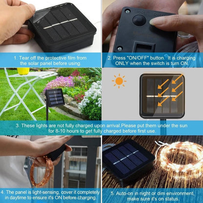 100 LED Lampu Raya Solar Fairy String Lights Outdoor Waterproof Lampu Hiasan Solar Power Lamp