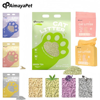 AimayaPet 6L(2/1.5Kg) Premium Natural Tofu Cat Litter Super Fast Clumping - 6 Fragrances