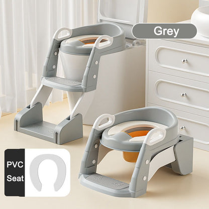 Kids Toilet Ladder Toilet Bowl Potty Training Seat with Adjustable Ladder Folding Toilet Trainer Ladder for Baby Toddler