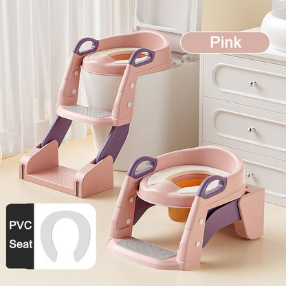 Kids Toilet Ladder Toilet Bowl Potty Training Seat with Adjustable Ladder Folding Toilet Trainer Ladder for Baby Toddler