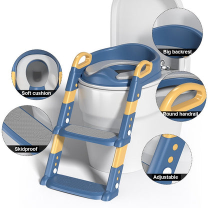 Kids Toilet Ladder Toilet Bowl Potty Training Seat with Adjustable Ladder Folding Toilet Trainer Ladder for Baby Toddler