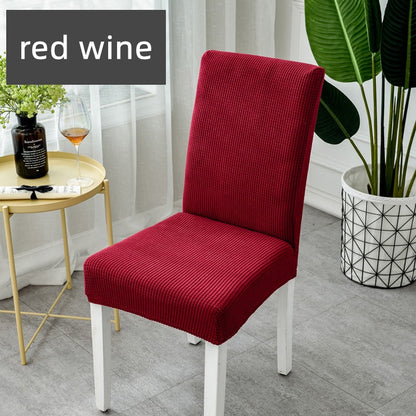 Chair Cover Elastic Thickened Family Restaurant Knitted Solid Color Seat Cover Sarung Kerusi Murah