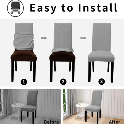 Chair Cover Elastic Thickened Family Restaurant Knitted Solid Color Seat Cover Sarung Kerusi Murah