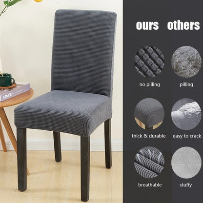 Chair Cover Elastic Thickened Family Restaurant Knitted Solid Color Seat Cover Sarung Kerusi Murah