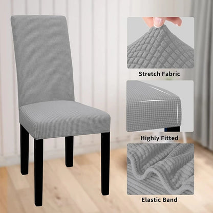 Chair Cover Elastic Thickened Family Restaurant Knitted Solid Color Seat Cover Sarung Kerusi Murah