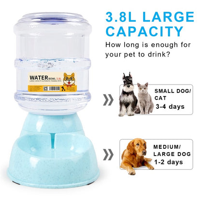 3.8L Pet Automatic Feeder Dog Cat Auto Water Dispenser Large Capacity Feeding Food Bowl Kucing