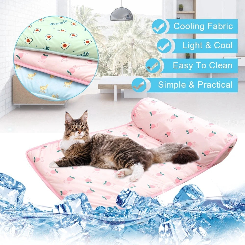 Pet Cooling Ice Mat Dog Cat Summer Cooling Mat Cat Bed Dog Bed Pad Blanket Sofa Washable Cushion Ice Silk Carpet