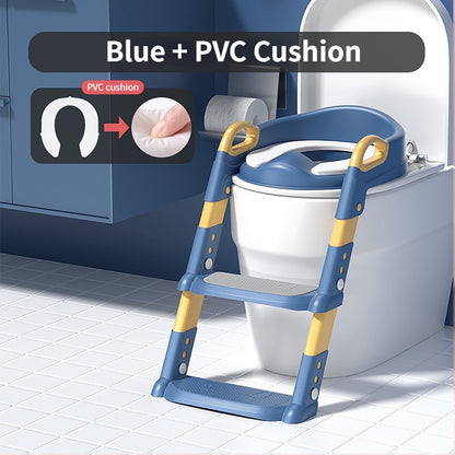 Kids Toilet Ladder Toilet Bowl Potty Training Seat with Adjustable Ladder Folding Toilet Trainer Ladder for Baby Toddler