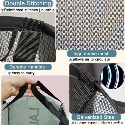 Foldable Laundry Hamper Wide Mesh Space-Saving Laundry Basket Portable Dorm Travel Bathroom Items