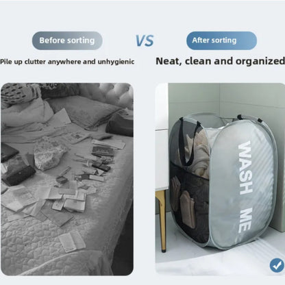 Foldable Laundry Hamper Wide Mesh Space-Saving Laundry Basket Portable Dorm Travel Bathroom Items