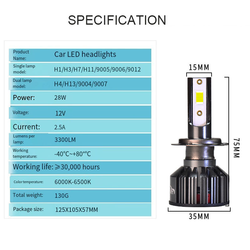 2Pcs Car Headlight High Quality H11 H7 9005 6500K 12V Car Headlights/Foglights Hi Lo Beam Headlamp