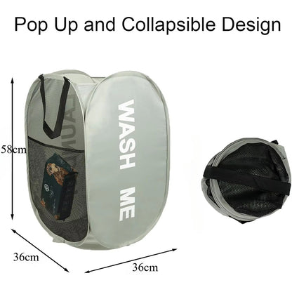 Foldable Laundry Hamper Wide Mesh Space-Saving Laundry Basket Portable Dorm Travel Bathroom Items