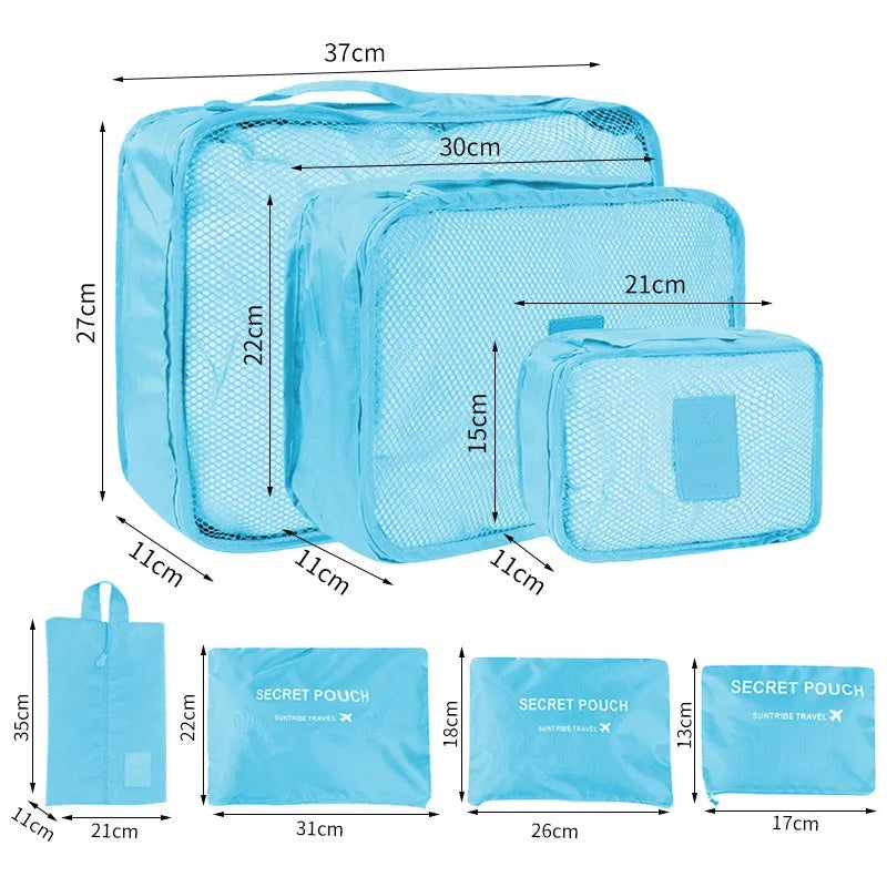 6/7 in 1 Set Travel Bag Packing Clothes Storage Organizer Bag Pouch Multi Size Organizer Bag