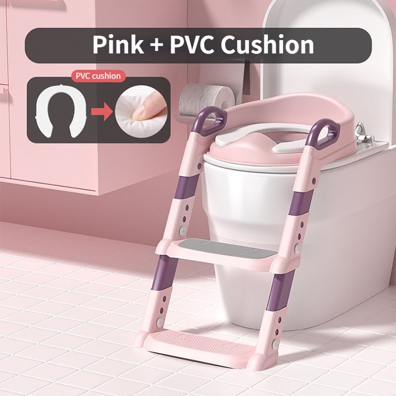 Kids Toilet Ladder Toilet Bowl Potty Training Seat with Adjustable Ladder Folding Toilet Trainer Ladder for Baby Toddler