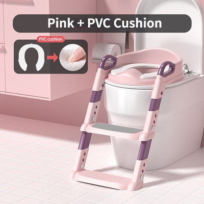 Kids Toilet Ladder Toilet Bowl Potty Training Seat with Adjustable Ladder Folding Toilet Trainer Ladder for Baby Toddler