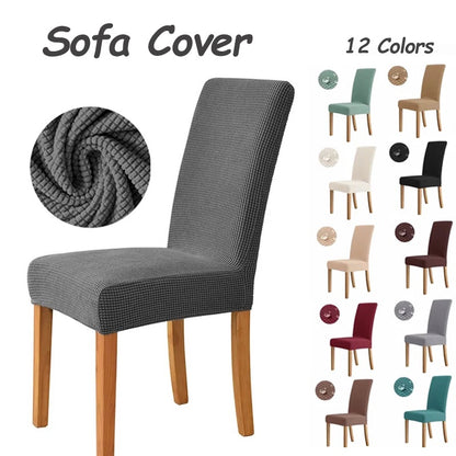 Chair Cover Elastic Thickened Family Restaurant Knitted Solid Color Seat Cover Sarung Kerusi Murah