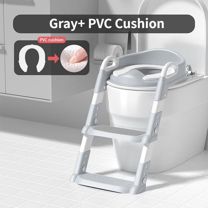 Kids Toilet Ladder Toilet Bowl Potty Training Seat with Adjustable Ladder Folding Toilet Trainer Ladder for Baby Toddler
