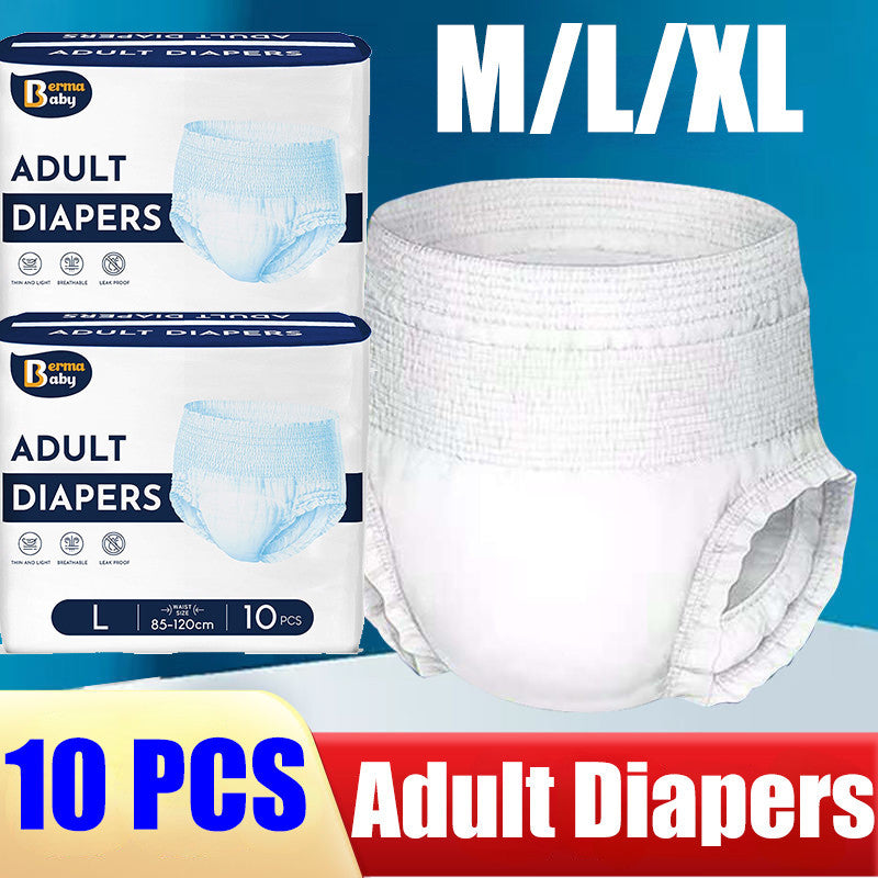 M/L/XL (10pcs) Adult Diapers Leak-Proof Adult Pull-Up Pants High Absorption Disposable Briefs Incontinence Underwear