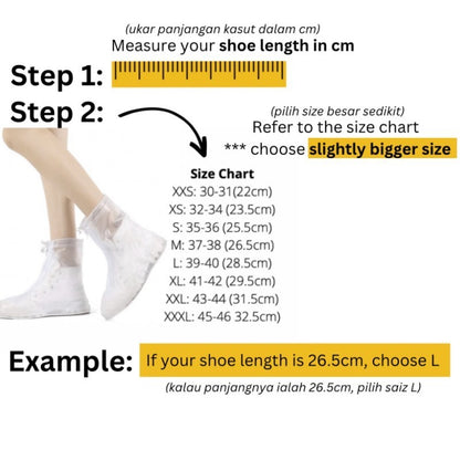 Waterproof Shoes Cover Anti-slip Reusable Rain Shoes Cover Re-use Motorcycle Rain Boots Kasut Hujan