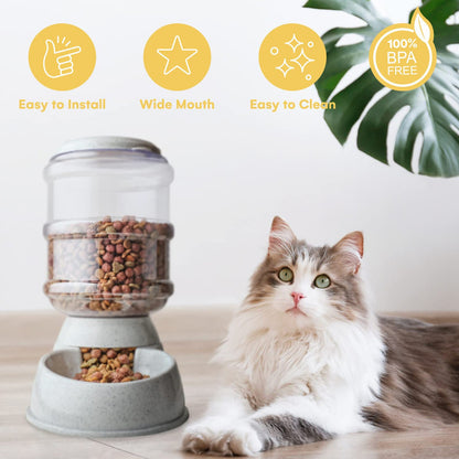 3.8L Pet Automatic Feeder Dog Cat Auto Water Dispenser Large Capacity Feeding Food Bowl Kucing