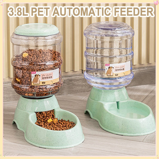3.8L Pet Automatic Feeder Dog Cat Auto Water Dispenser Large Capacity Feeding Food Bowl Kucing