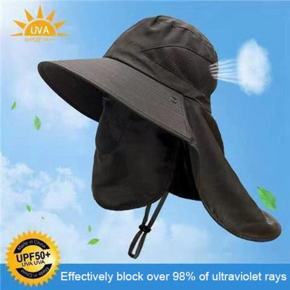 Outdoor Windproof Sun Hat with Ice Sleeve Hiking Hat Face Cover Protection Waterproof Cap Fishing Camping Hats