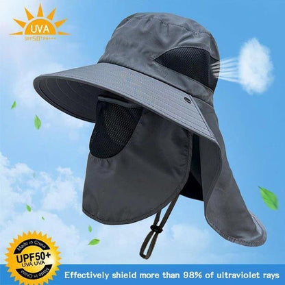 Outdoor Windproof Sun Hat with Ice Sleeve Hiking Hat Face Cover Protection Waterproof Cap Fishing Camping Hats