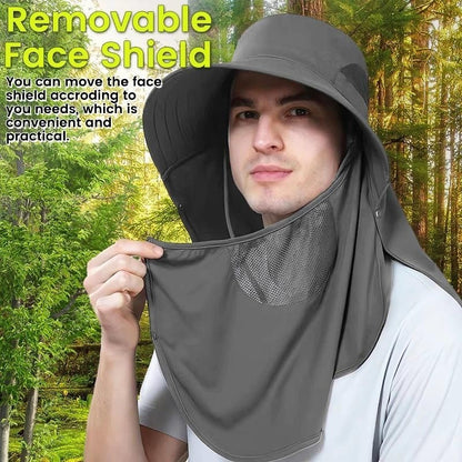 Outdoor Windproof Sun Hat with Ice Sleeve Hiking Hat Face Cover Protection Waterproof Cap Fishing Camping Hats