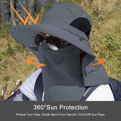 Outdoor Windproof Sun Hat with Ice Sleeve Hiking Hat Face Cover Protection Waterproof Cap Fishing Camping Hats