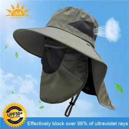 Outdoor Windproof Sun Hat with Ice Sleeve Hiking Hat Face Cover Protection Waterproof Cap Fishing Camping Hats