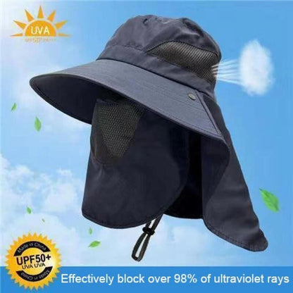 Outdoor Windproof Sun Hat with Ice Sleeve Hiking Hat Face Cover Protection Waterproof Cap Fishing Camping Hats
