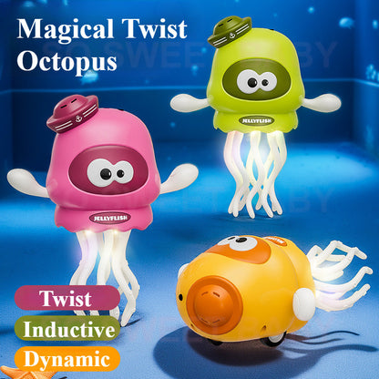 Dancing Octopus Toy Magical Induction Twist Octopus Toy with Light and Music Rechargeable Mainan