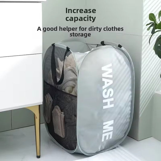 Foldable Laundry Hamper Wide Mesh Space-Saving Laundry Basket Portable Dorm Travel Bathroom Items