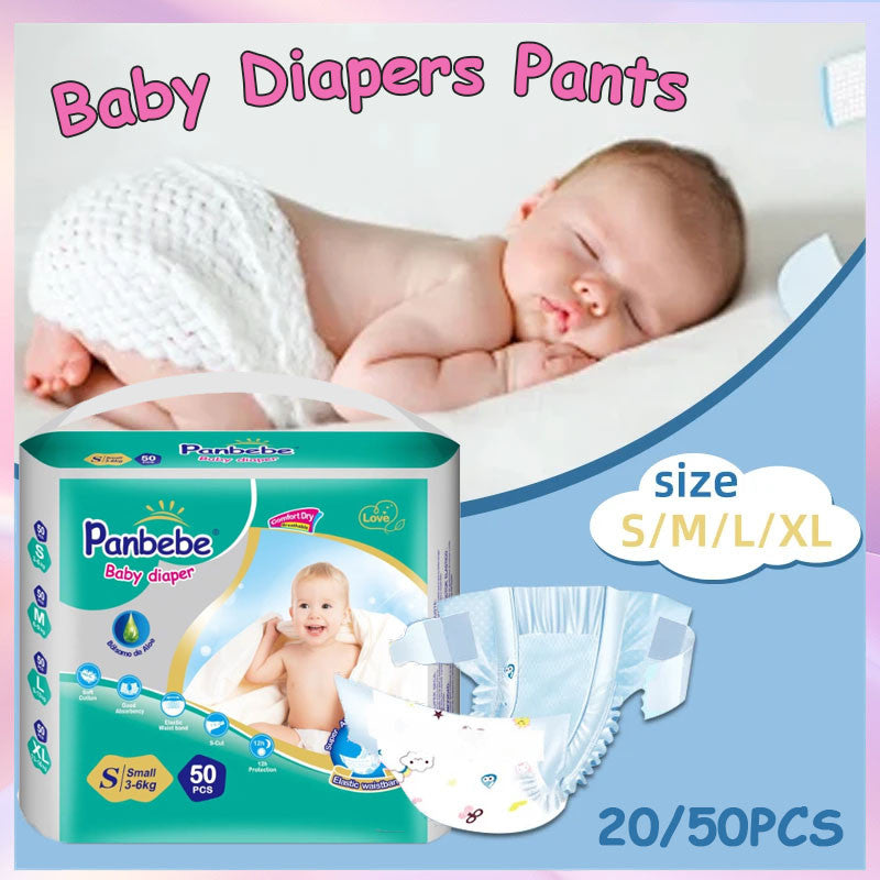 50pcs Premium Baby Diapers Pants Disposable Newborn Baby Diaper Fast Absorbing Leak-proof S-XL
