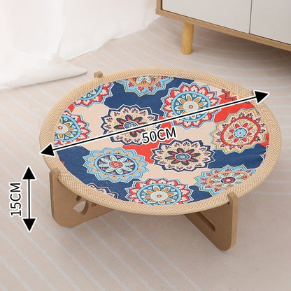Elevated Cat Rattan Bed Hammock Cat Dog Sleeping Rotan Hammock Pet Nest Washable Rotan Cooling Mat