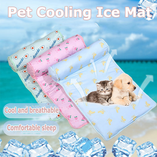 Pet Cooling Ice Mat Dog Cat Summer Cooling Mat Cat Bed Dog Bed Pad Blanket Sofa Washable Cushion Ice Silk Carpet
