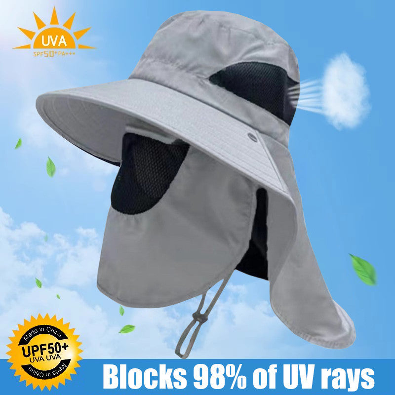 Outdoor Windproof Sun Hat with Ice Sleeve Hiking Hat Face Cover Protection Waterproof Cap Fishing Camping Hats