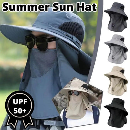 Outdoor Windproof Sun Hat with Ice Sleeve Hiking Hat Face Cover Protection Waterproof Cap Fishing Camping Hats