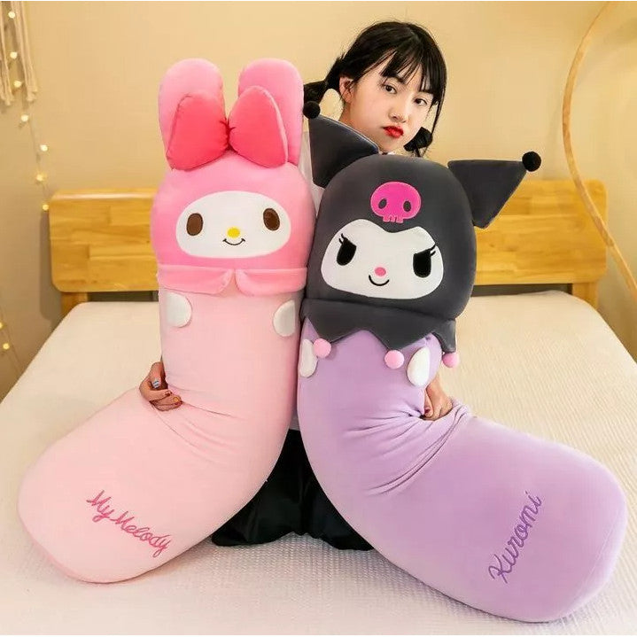 Sanrio Long Throw Pillow 60/80/100cm Cute Kuromi Melody Stuffed Doll Birthday Plush Toy Gift Anak Patung