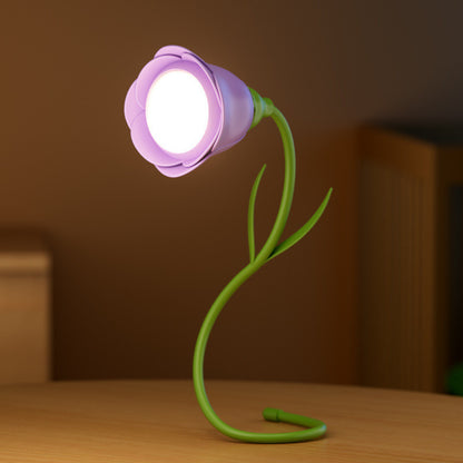 Flower desk lamp led night light rechargeable adjustable brightness bendable branches bedroom office