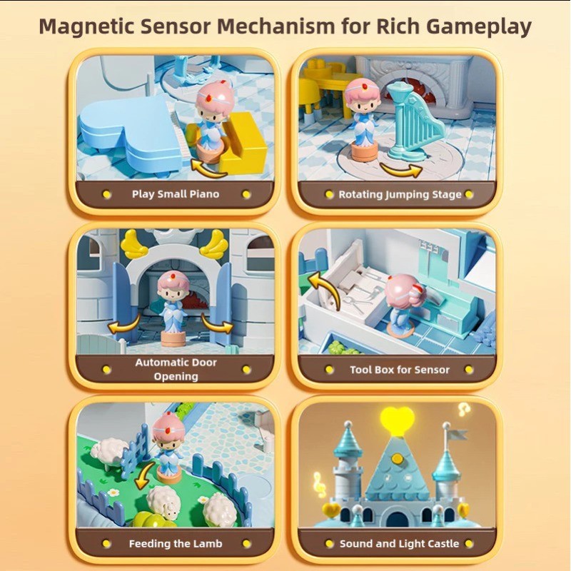 Magnetic Princess Castle Light Toy Girl Castle Game Simulation Toy Perfect Girl Birthday Gift